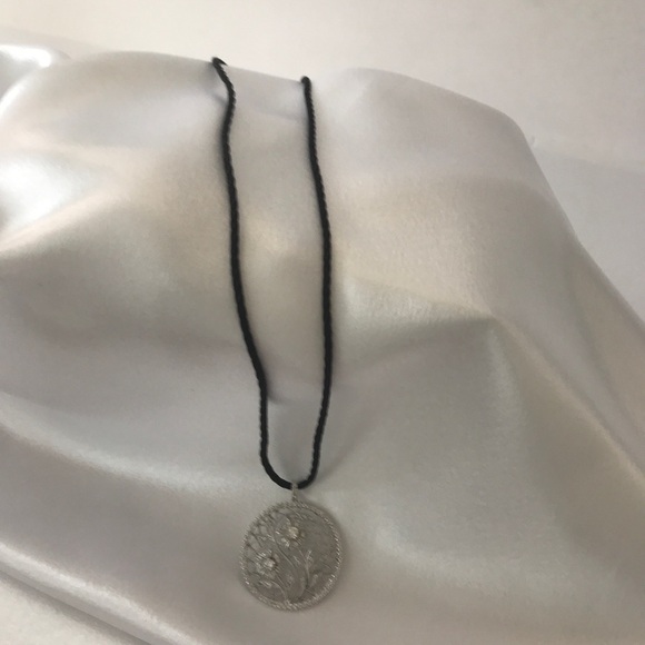 Crystal look pendant on thin black silk rope - Picture 3 of 5